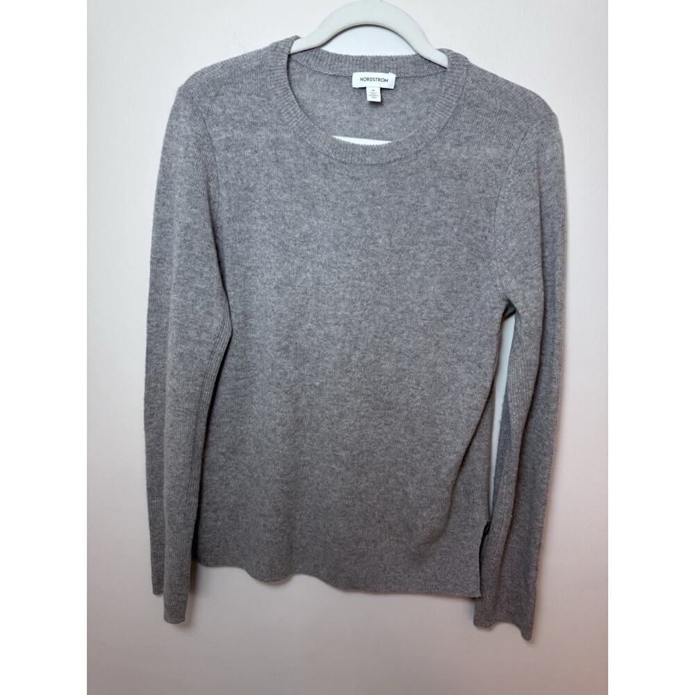 Nordstrom 100% Cashmere Sweater Grey Women’s Medium Crewneck NEW
